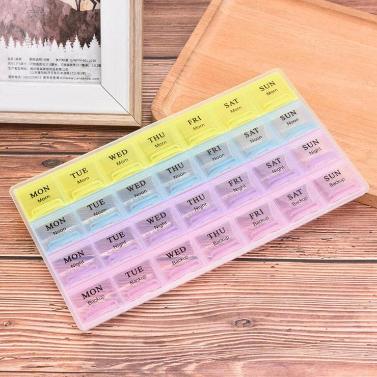 28 Squares Daily Medicine Holder Pillbox Monthly Pill Box Organizer