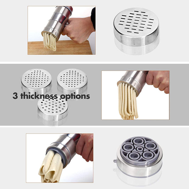 Stainless Steel Manual Noodles Press Pasta Maker with 5 Noodle Mould