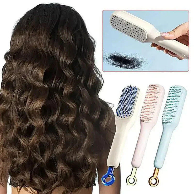 Self-Cleaning Hair Brush – Effortless Hair Care! 💇‍♀️🧹