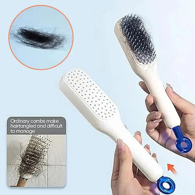 Self-Cleaning Hair Brush – Effortless Hair Care! 💇‍♀️🧹