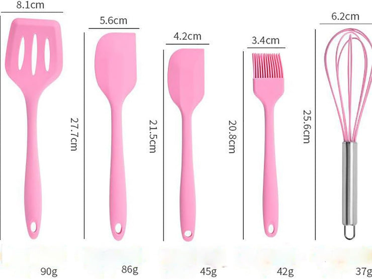 5 PC Silicone Cooking Kitchen Utensils Set Non-stick Heat Resistant Baking Kitchen Tools Set