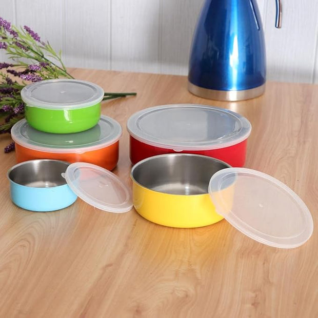 Stainless Steel colorful Mixing Bowls with Lids Set 5 Pcs