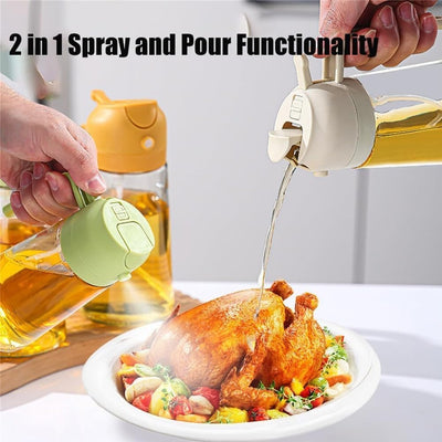 Multifunctional 2 in 1 Glass Oil Spray Bottle And Dispenser 550ml