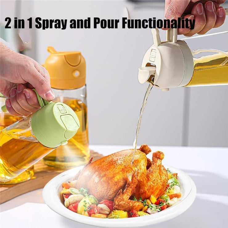 Multifunctional 2 in 1 Glass Oil Spray Bottle And Dispenser 550ml