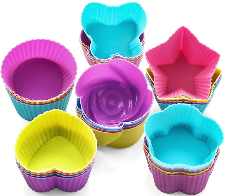 06 Pcs Reuseable Multicolor Silicone Baking Muffin Cupcake Moulds