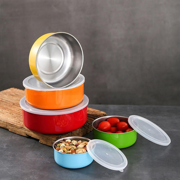 Stainless Steel colorful Mixing Bowls with Lids Set 5 Pcs