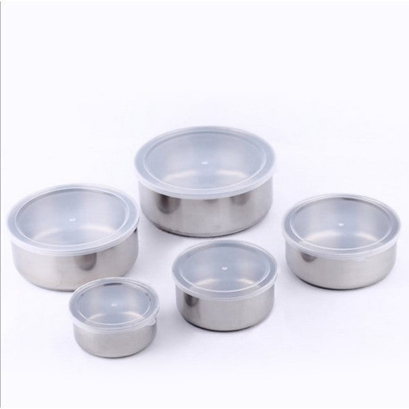 5 Pcs Stainless Steel Bowl with Lid Food Storage Mixing Bowls