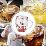 Dried Flower Filling Double Wall Glass Cup Resistant Handle Coffee Tea  Milk Cup Mug Gift