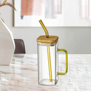 Glass Mugs with Bamboo and Glass Lid