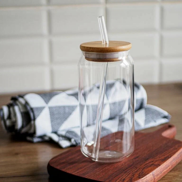 Glass Mugs with Bamboo and Glass Lid