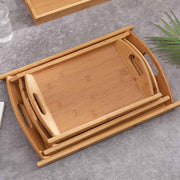 Multipurpose Set of 3 Bamboo Wooden Tray with handles for Serving Breakfast, Food