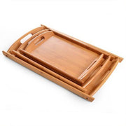 Multipurpose Set of 3 Bamboo Wooden Tray with handles for Serving Breakfast, Food