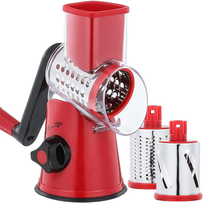 Cheese Grater Rotary, Rotary Grater for Kitchen with 3 Drum Blades