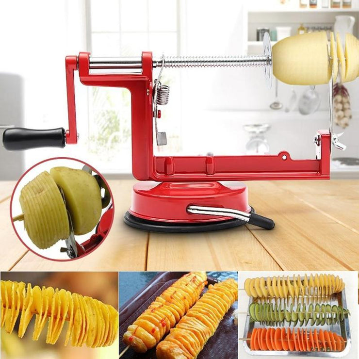 Amazing manual Red Stainless Steel Twisted Potato apple slicer