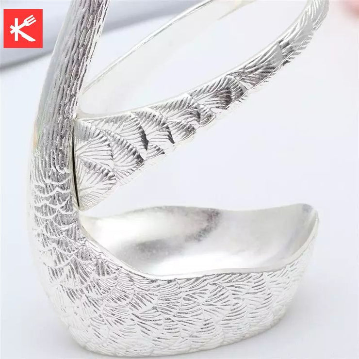 Stainless Steel Swan Shaped Tea Spoon Holder with 6 Spoons